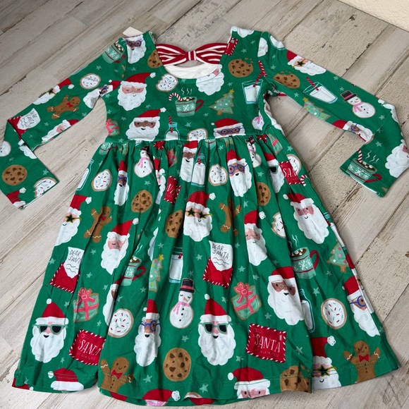 Little Sleepies Green and Red Holiday Dress - Picture 2 of 5